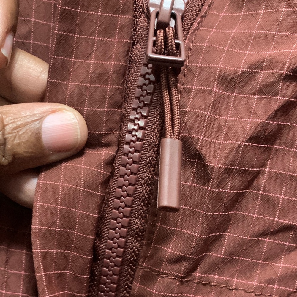 Fabletics Rust Brown Short-Sleeve Zip Front Jumpsuit - Picture 5 of 6